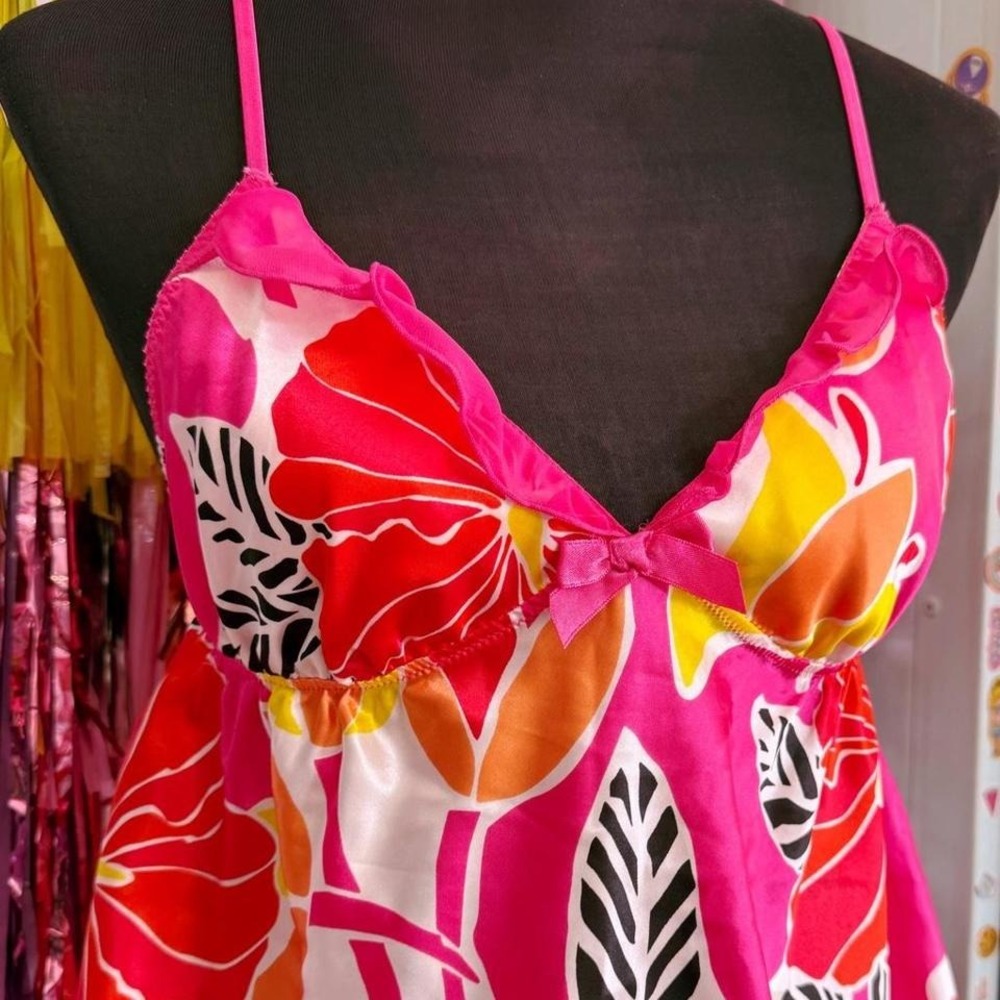 Y2K 2000s la Senza pink floral cami tank with lace - Picture 3 of 4